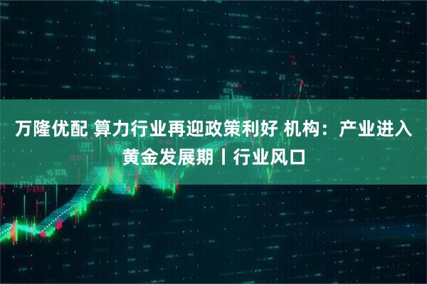 万隆优配 算力行业再迎政策利好 机构：产业进入黄金发展期丨行业风口